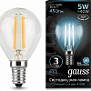 GAUSS // Filament Globe Лампа G45 ШАР 5вт E14 4100K прозр. 