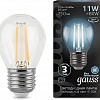 GAUSS // Filament Globe Лампа G45 ШАР 11вт Е27 4100К прозр.