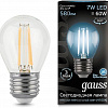GAUSS // Лампа Filament шар св/д 7вт Е27 4100К 580Лм P45  Black
