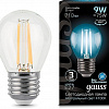 GAUSS // Filament Globe Лампа G45 ШАР 9вт Е27 4100К прозр.