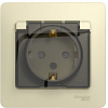 GLOSSA // БЕЖ. Е/Розетка 1-м 16А с крышкой (В СБОРЕ) IP44 